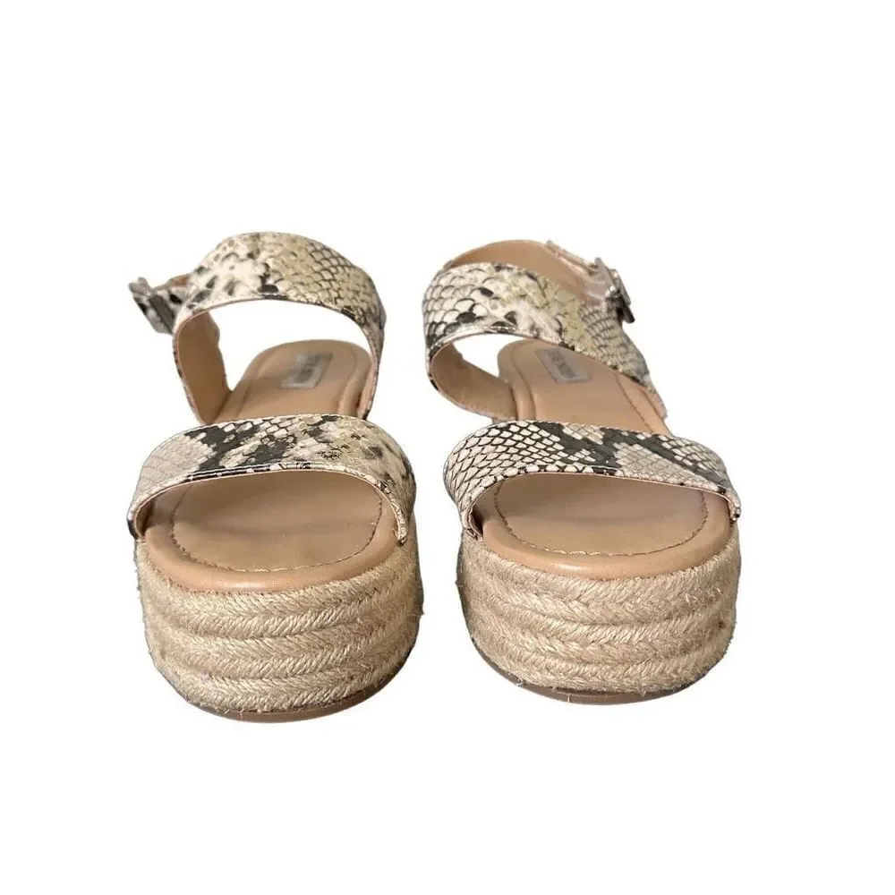Steve Madden Fifer Python Snake Print Espadrille Wedge Sandals size 8.5